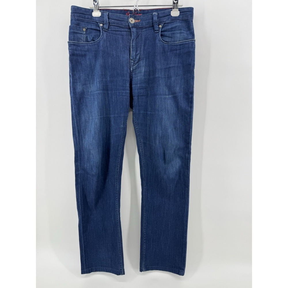 Robert Graham Slim Jim 32 Jeans Mens Blue Medium Wash Denim Italian Fabric